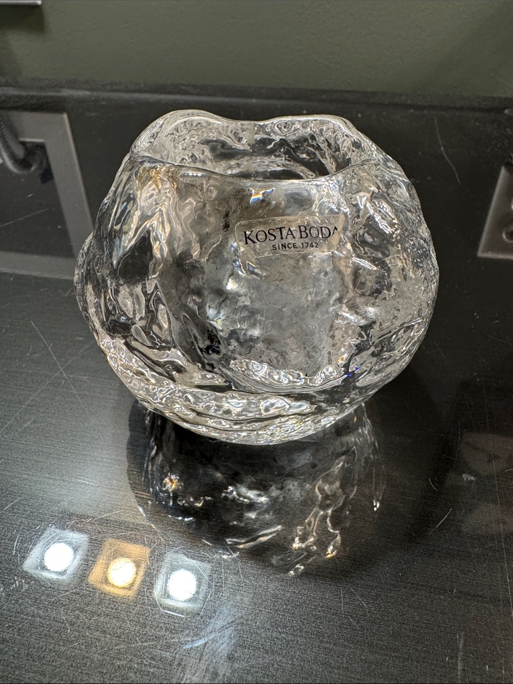 Kosta Boda “Snowball" votive candle crystal holder vintage